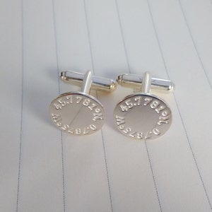 Latitude longitude Wedding Cufflinks,Personalized Cufflinks Silver,Engraved Coordinates Cufflinks,Engraved Coordinate Cufflinks for Groom