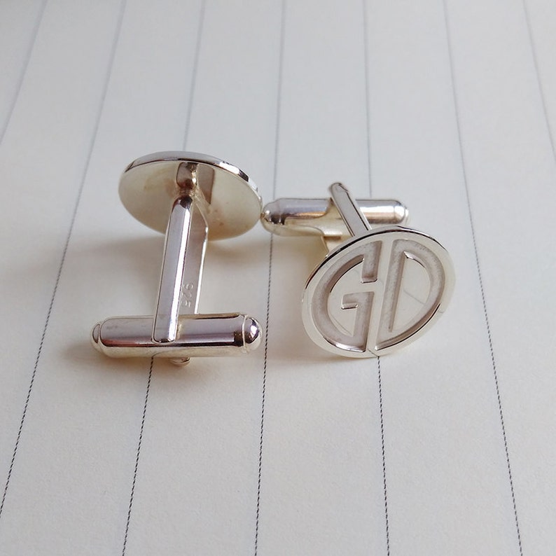 Two Letter Monogram Cufflinks,Wedding Cufflinks,Groom Cufflinks,Personalized Cufflinks,Engraved Cufflinks,Groom Gift from Bride image 2