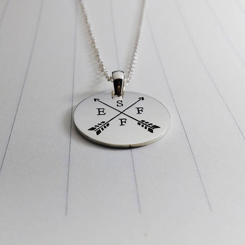 Crossed Arrows Wedding Necklacearrows Date and Initials Etsy