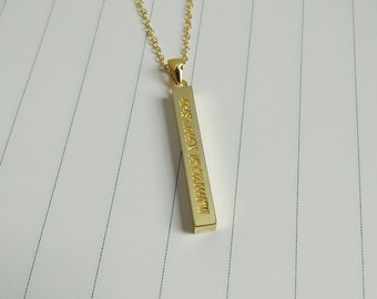 Gold Coordinate Necklace,Latitude Longitude Necklace,Long Bar Necklace,Vertical Bar Necklace,Engraved Vertical Necklace,Custom Bar Necklace