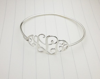 3 Initial Monogram Bracelet,Silver Monogram Bracelet,Custom Bracelet, Personalized Bridesmaid,Name Bracelet,Christmas Gift