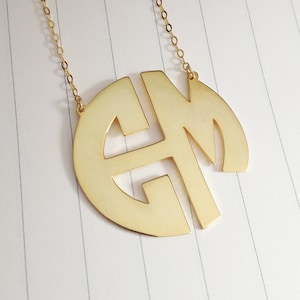 Circle Initial Monogram Necklace,Gold Monogram Necklace,1.75&quot; inch Personalized Monogram Necklace,Monogrammed Gifts