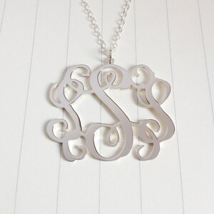 Monogrammed Gifts,Silver Monogram Necklace,1.5&quot; inch Personalized Monogram Necklace,3 Initial Monogram Necklace
