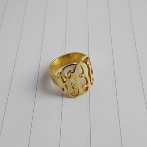 Gouden monogramring, gepersonaliseerde monogramring, elke initiaalring, gepersonaliseerd met jouw initialen, kerstcadeau