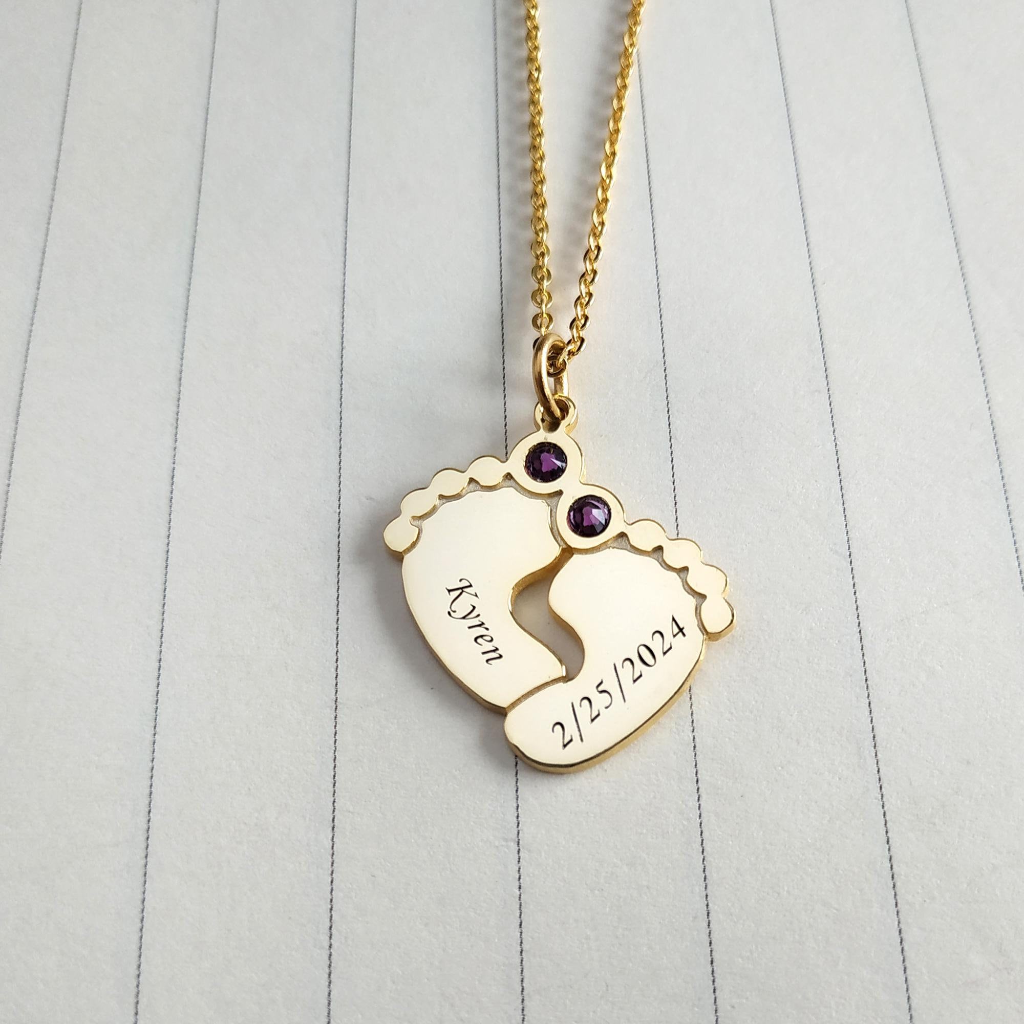 Baby Feet Breast Milk Bar Necklace Solid Gold Baby Footprint Necklace