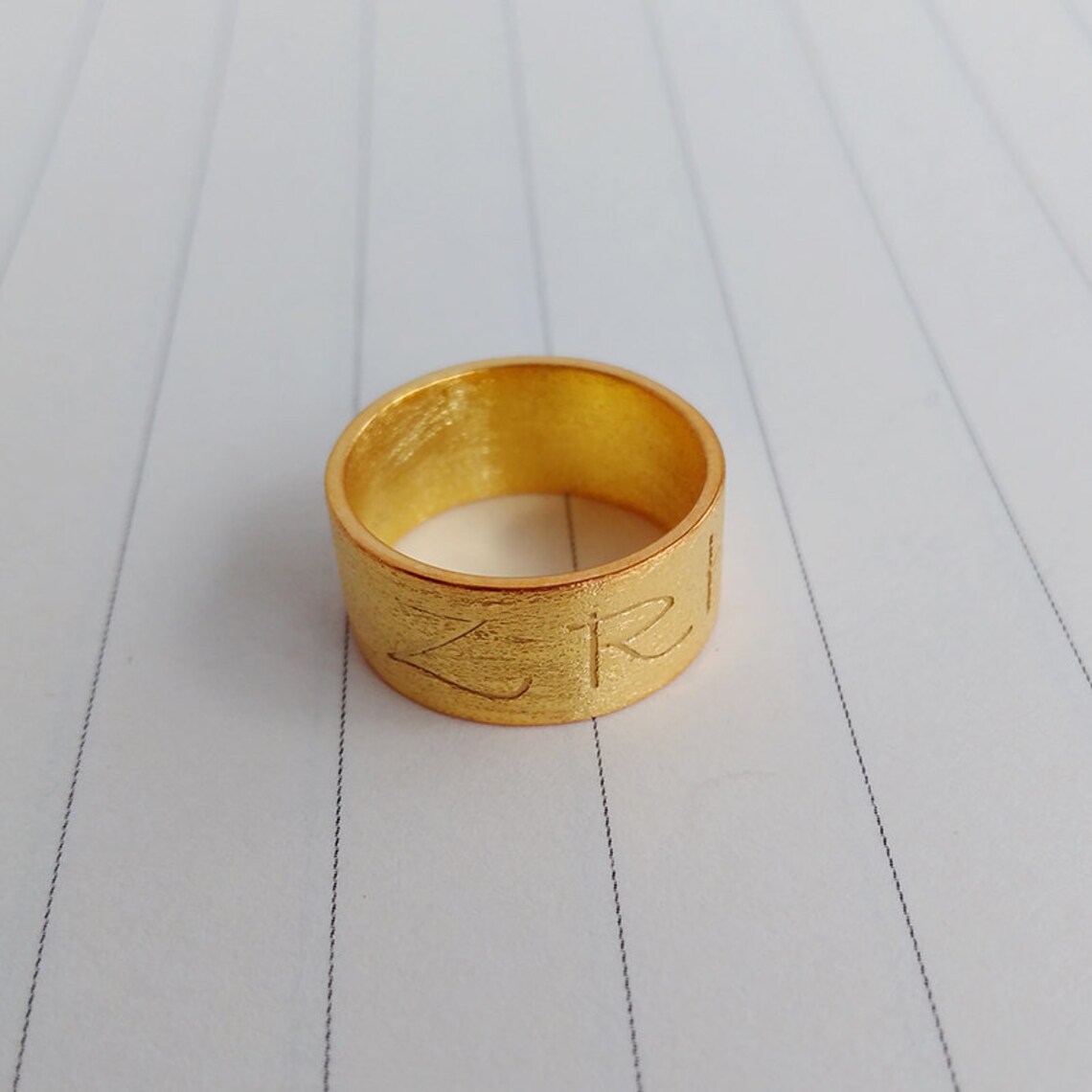 Gold Brushed Ringpersonalized Monogram Initials Ringcustom Etsy