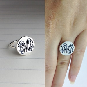 Silber Monogramm Ring, jeder Anfangsring, personalisierte Monogramm Ring, Weihnachtsgeschenk