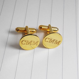 Gold Men CuffLinks,Wedding Cufflinks,Groom Wedding Gift,Engraved Monogram CuffLinks,Gift for Fathers Day,Personalized Wedding Cufflinks