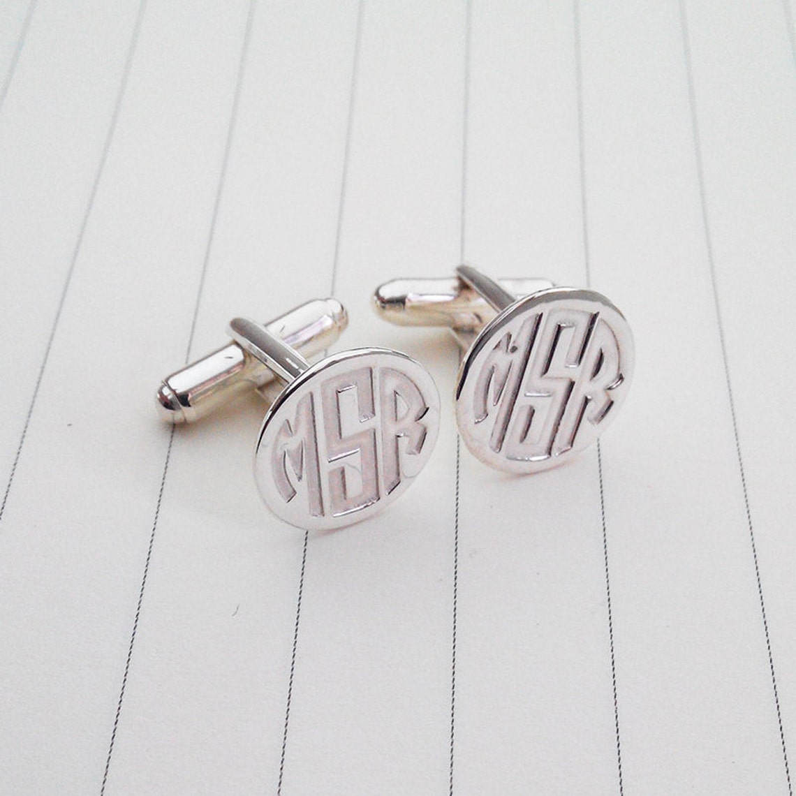 Engraved Monogram Cufflinkswedding Cufflinkssilver Men - Etsy