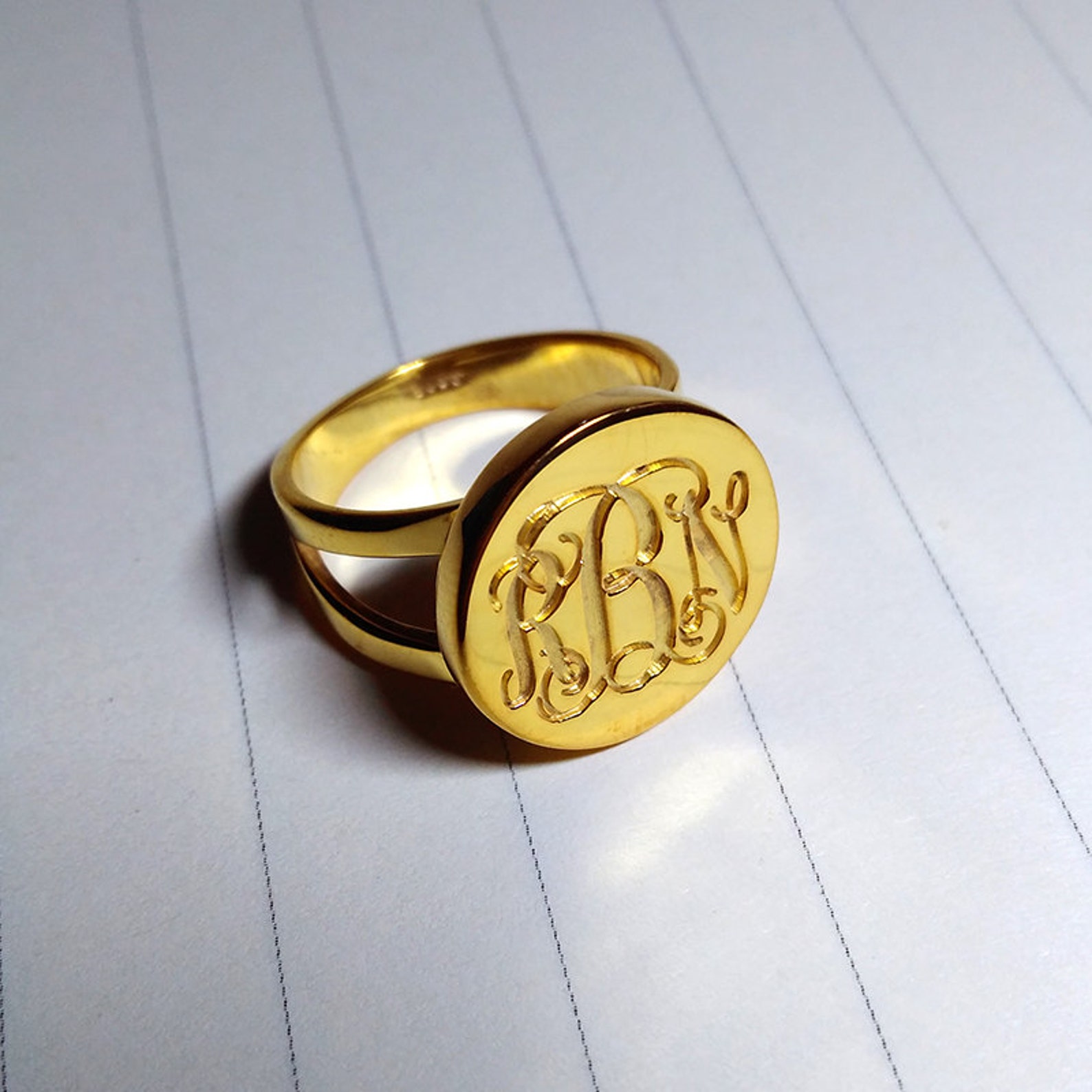 Wedding Ring Goldpersonalized Monogram Ringgold Monogram Etsy