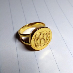 Wedding Ring Gold,Personalized Monogram Ring,Gold Monogram Ring,Any Initial Ring,3 Initial Monogram Ring,Custom Initial Ring,Christmas Gift