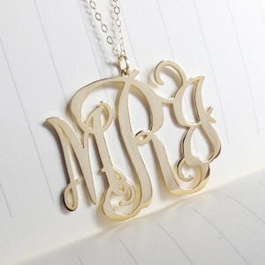 3 Initial Monogram Necklace,Gold Monogram Necklace,1&quot; inch Personalized Monogram Necklace,Monogrammed Gifts