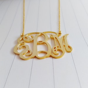 Personalized Gold Monogram Necklace,3 Initial Monogram Necklace,1.75&quot; inch Personalized Monogram Necklace,Monogrammed Gifts