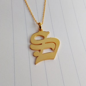 2.25&quot; Old English Necklace Gold ,Single Initial Necklace,A-Z Letter Necklace,Custom Personalized Gift
