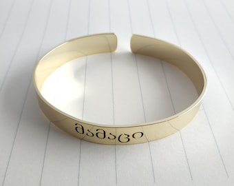 Personalized Open Cuff Bracelet Gold,Custom Georgia Cuff Bangle,Any Language Cuff Bangle,Handwritten Bracelet,Christmas Gift,Gift for Her