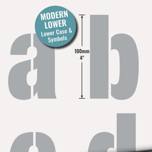 Large 100mm LETTER ALPHABET STENCIL Letters / Symbols (4 inches tall) 9 x Sheets lettering for wall, painting Modern Lower Case
