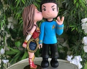 Wonder Woman and Spock Hand Crafted Wedding Cake Topper