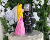 Sleeping Beauty and Super Hero Hand Crafted Wedding Cake Topper