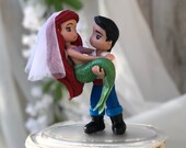 Little Mermaid and Prince Eric Hand Crafted Wedding Cake Topper