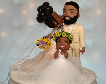 Family wedding cake topper - Figurine