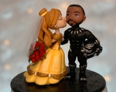 Black Panther and Belle Wedding Cake Topper Figurine