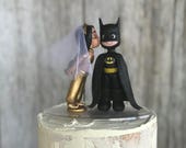 Aladin Jasmine and Batman Hand Crafted Wedding Cake Topper