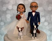 Classic Wedding Cake Topper Statue, Custom Handcrafted Cake Topper with Dogs