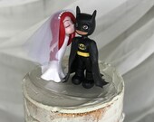 Ariel Wedding Dress Kissing Batman Wedding Cake Topper