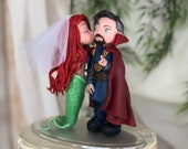 Doctor Strange and Little Mermaid Hand Crafted Wedding Cake Topper