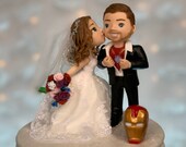 Iron Man and Bride Wedding Cake Topper Figurine