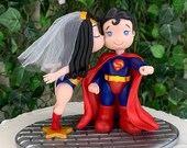 Superman and Wonder Woman Wedding Cake Topper Figurine