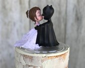 Beautiful Bride Kissing Batman Wedding Cake Topper