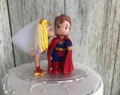 Super Man and Wonder Woman Hand Crafted Wedding Cake Topper