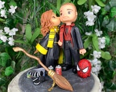 Spider Man and Hufflepuff Wedding Cake Topper Figurine