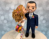 Glamorous Wedding Cake Topper Figurine, Custom Wedding Cake Statue Flower Theme