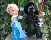 Kylo Ren, Elsa, Frozen, Star Wars, Wedding Cake Topper, Cute Cake Topper, Custom Cake Topper