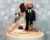Cake Topper with Dog and Cat Figurine, Wedding Cake Topper with Pets
