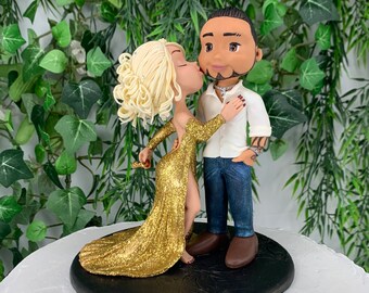 Handcrafted Wedding Cake Topper: Cold Porcelain Bride & Groom Figurine