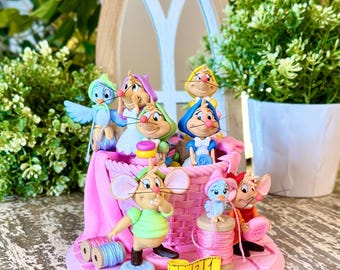 Mice and Bird In Basket, Party Decorations, Handcrafted Art Decorations