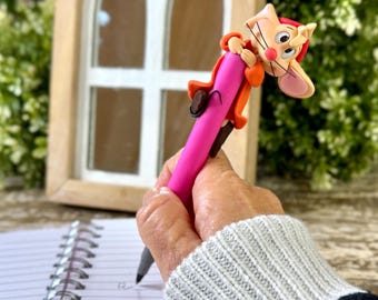 Handmade Clay Mouse Pen: Fairytale Figurine Pen