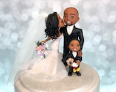 African American Family Wedding Cake Figurine, Family Cake Topper