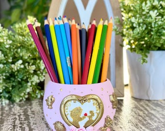 Pink Princess Craft Holder | Handmade 3D Printed Organizer| catch-all holder