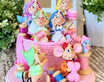 Mice and Bird In Basket, Party Decorations, Handcrafted Art Decorations