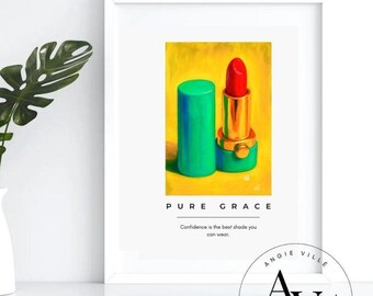 Pop Art Lippenstift Poster zum selbst Ausdrucken: Pure Grace Feminine Wandkunst (Digitaler Download