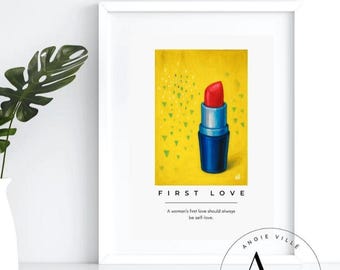 Druckbare Kunst Poster _ Girl Power Lippenstift: Pop Art Feminine Wanddekoration (Digitaler Download