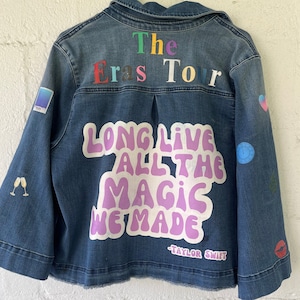 “long live all the mountains we moved” Taylor Swift Eras Tour jacket |  one-of-a-kind handmade quilted denim jacket