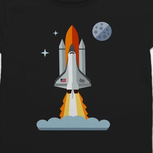 Kids Shirt - 3-2-1 Blast OFF! Space Shuttle T-shirt. Youth and toddler space rocket T-shirt.