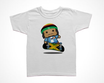 Camiseta para niños - Skate o Rastafari - One Love - Ropa para niños pequeños y jóvenes- Niños y niñas - Bob Marley Skateboard Inspired