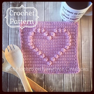 Heart Dishcloth Pattern,  PDF Download Crochet Pattern, Easy Crochet Pattern, Beginner Crochet Pattern, Crochet Dishcloth Pattern