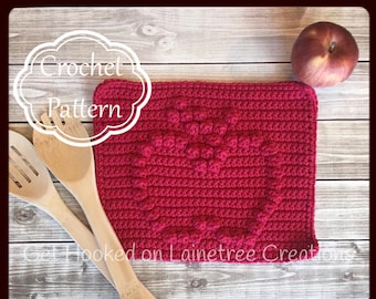 Easy Dishcloth Pattern,  PDF Download Crochet Pattern, APPLE Dishcloth, Easy Crochet Pattern, Beginner Crochet Pattern